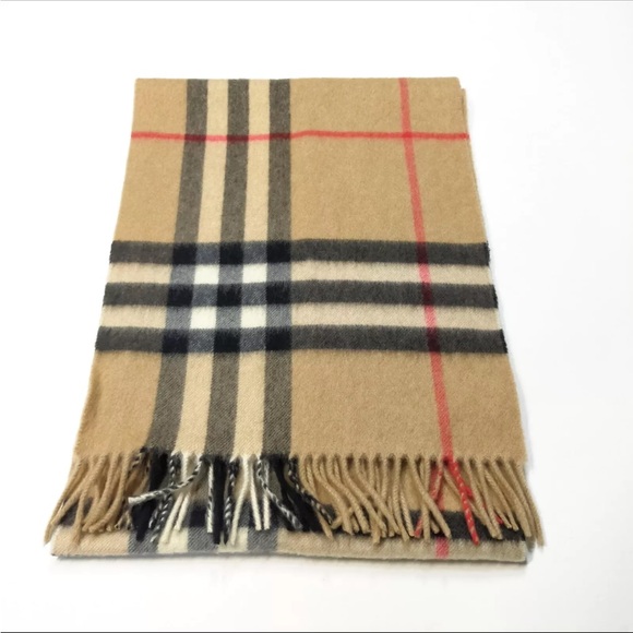 Auth Burberry Giant Check House Plaid Cashmere Scarf Stole Muffler Archive Beige - Picture 1 of 9